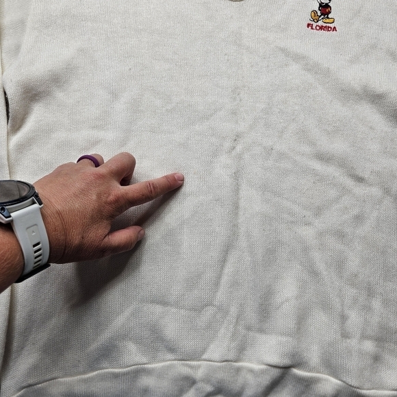 Disney Vintage Mickey Mouse Florida Sweater V-Neck White Medium - Picture 5 of 10